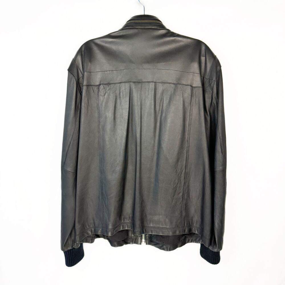 Murano Sport Black Soft Lamb Leather Moto Double Zip Knit Cuffs Jacket Sz XL - Picture 2 of 16